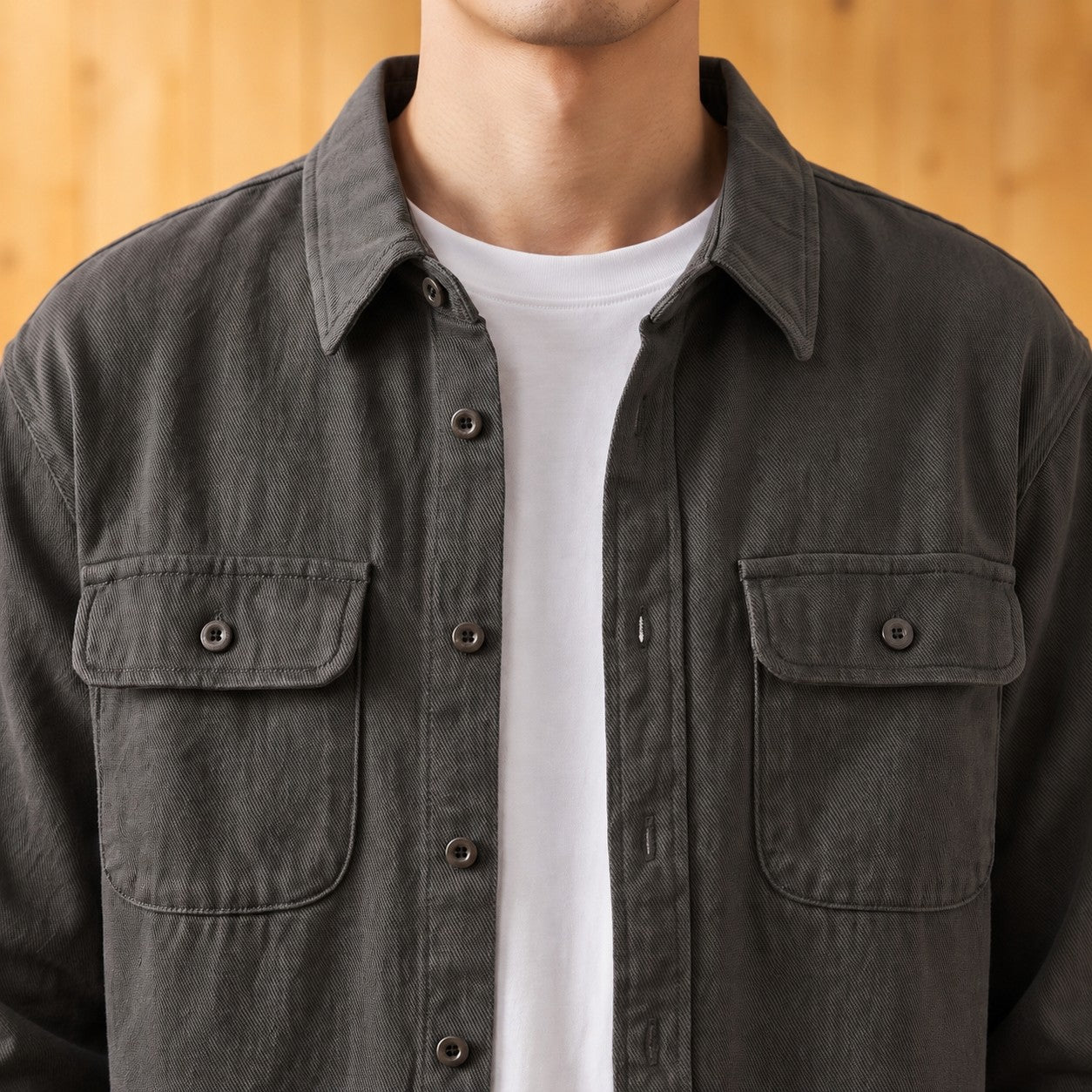 FLAP POCKET COTTON SHIRT