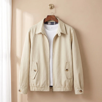 Flap Pocket Harrington in Beige