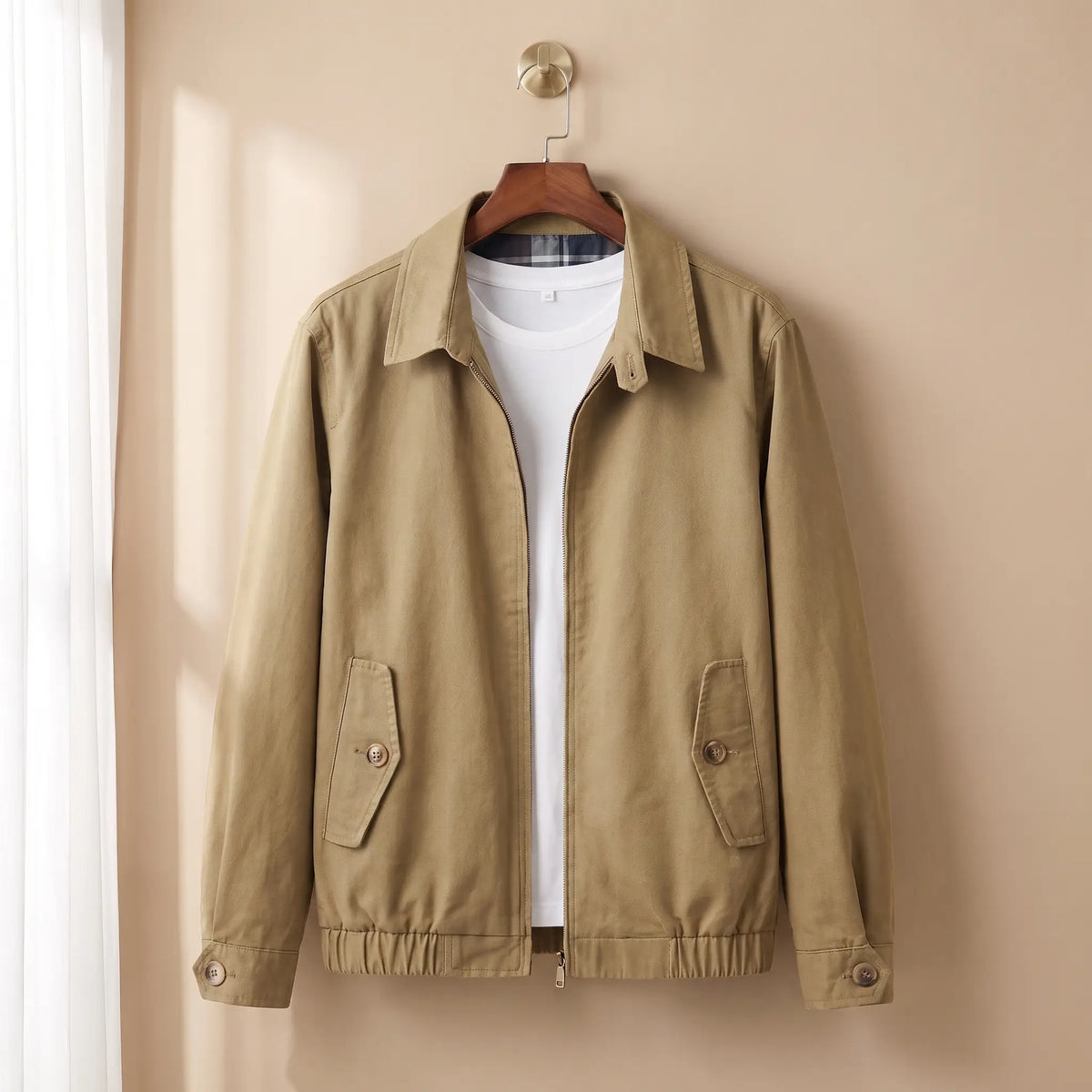 Flap Pocket Harrington in Khaki