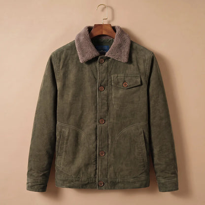 Fleece Collar Trucker in Army Green