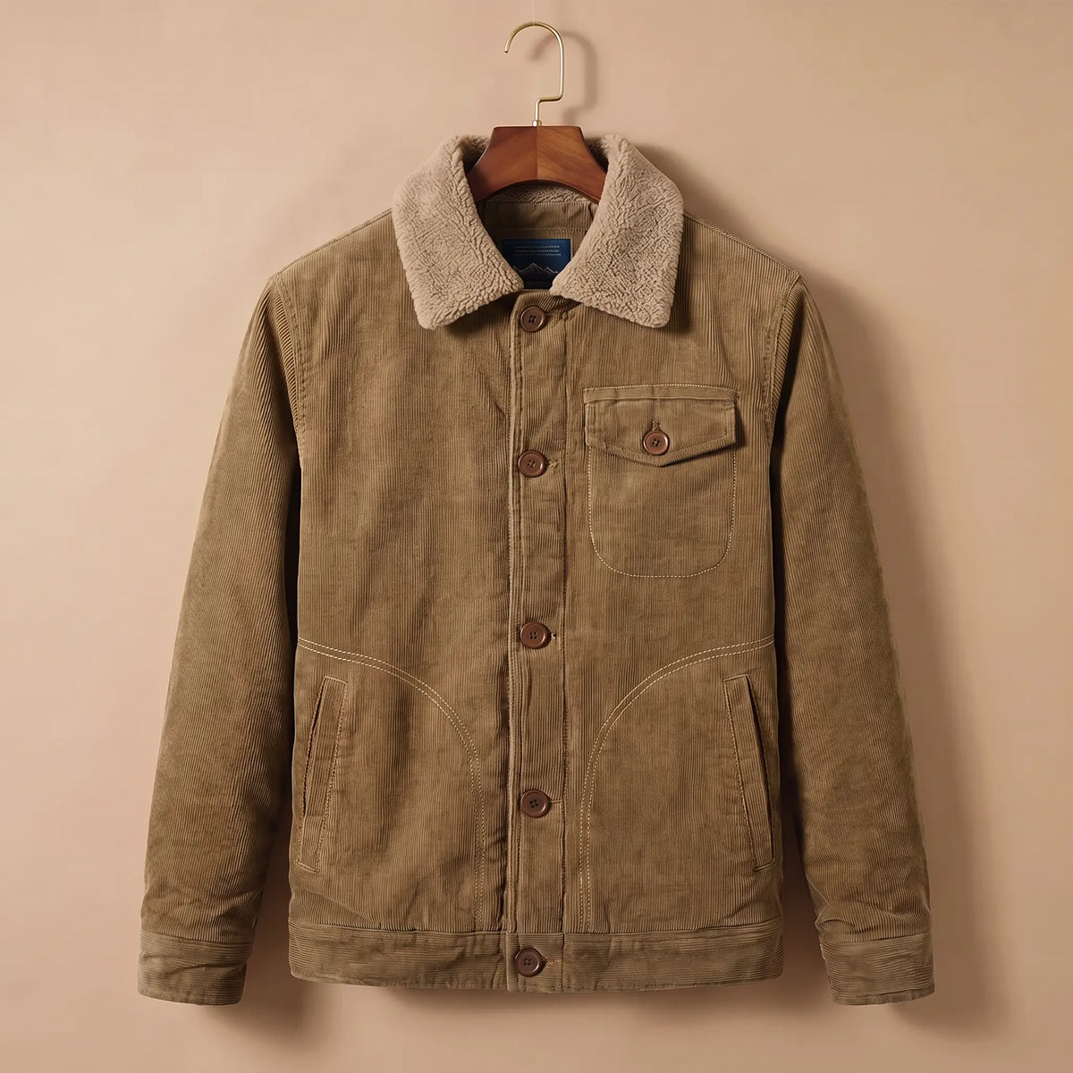 Fleece Collar Trucker in Brown