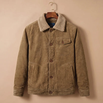 Fleece Collar Trucker in Brown