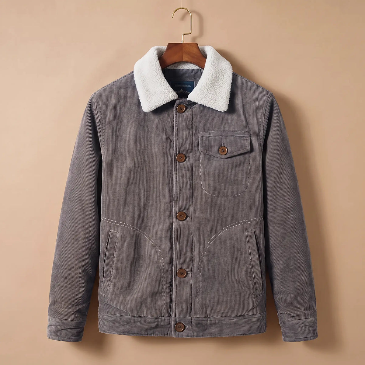 Fleece Collar Trucker in Grey