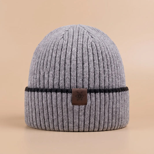 Fleece cuff beanie in grey