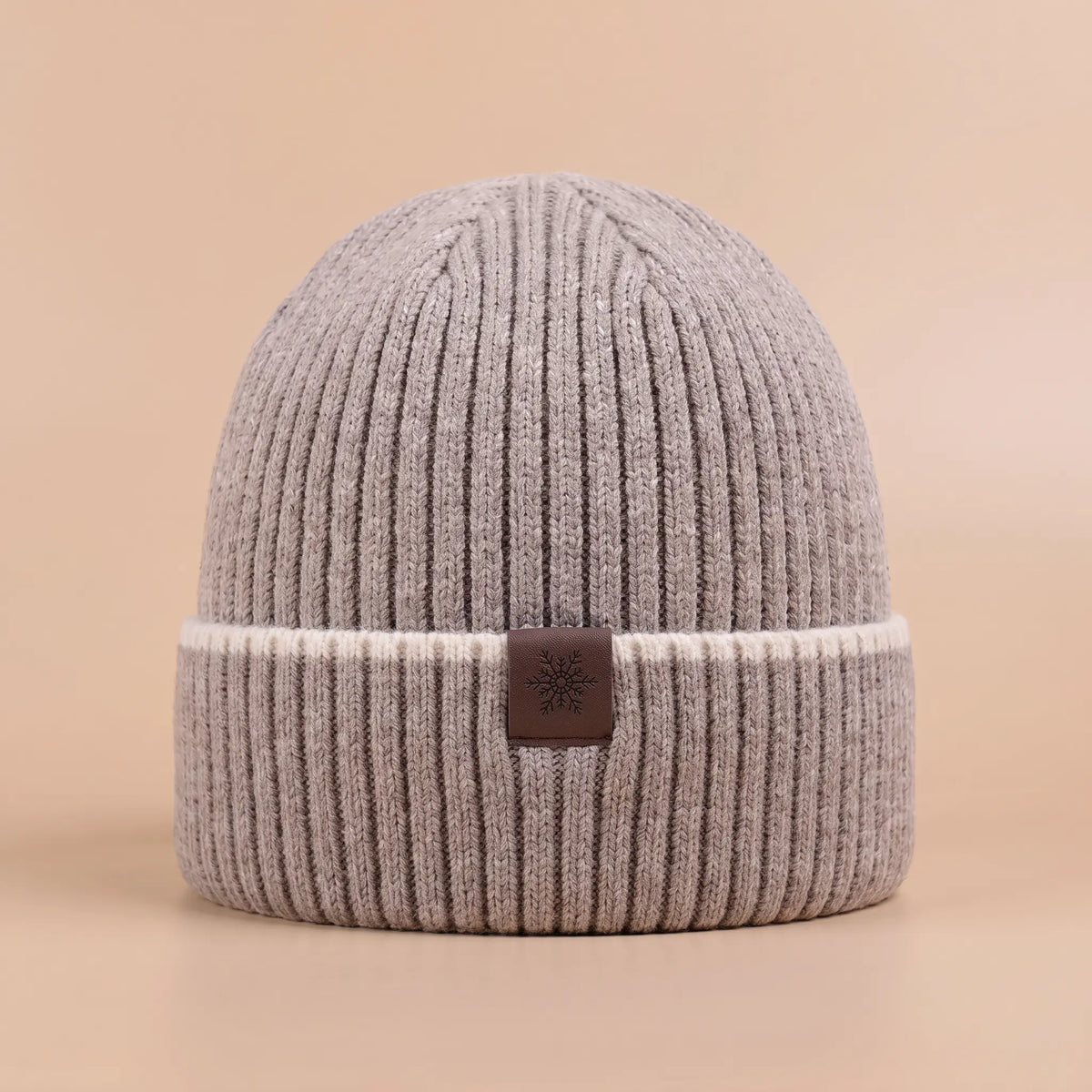 Fleece cuff beanie in khaki
