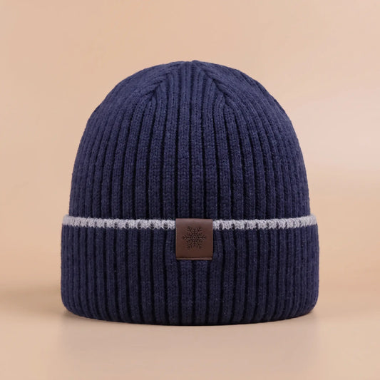 Fleece cuff beanie in navy blue