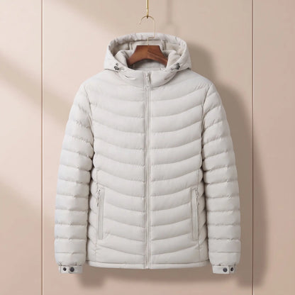 Fleece Hood Puffer in White