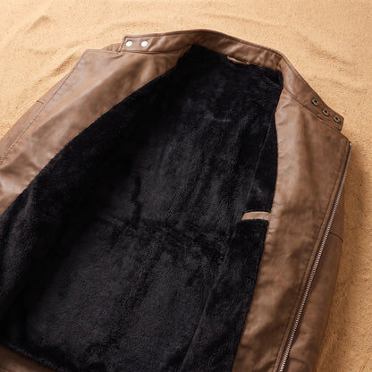 Black fleece lining inside the moto jacket