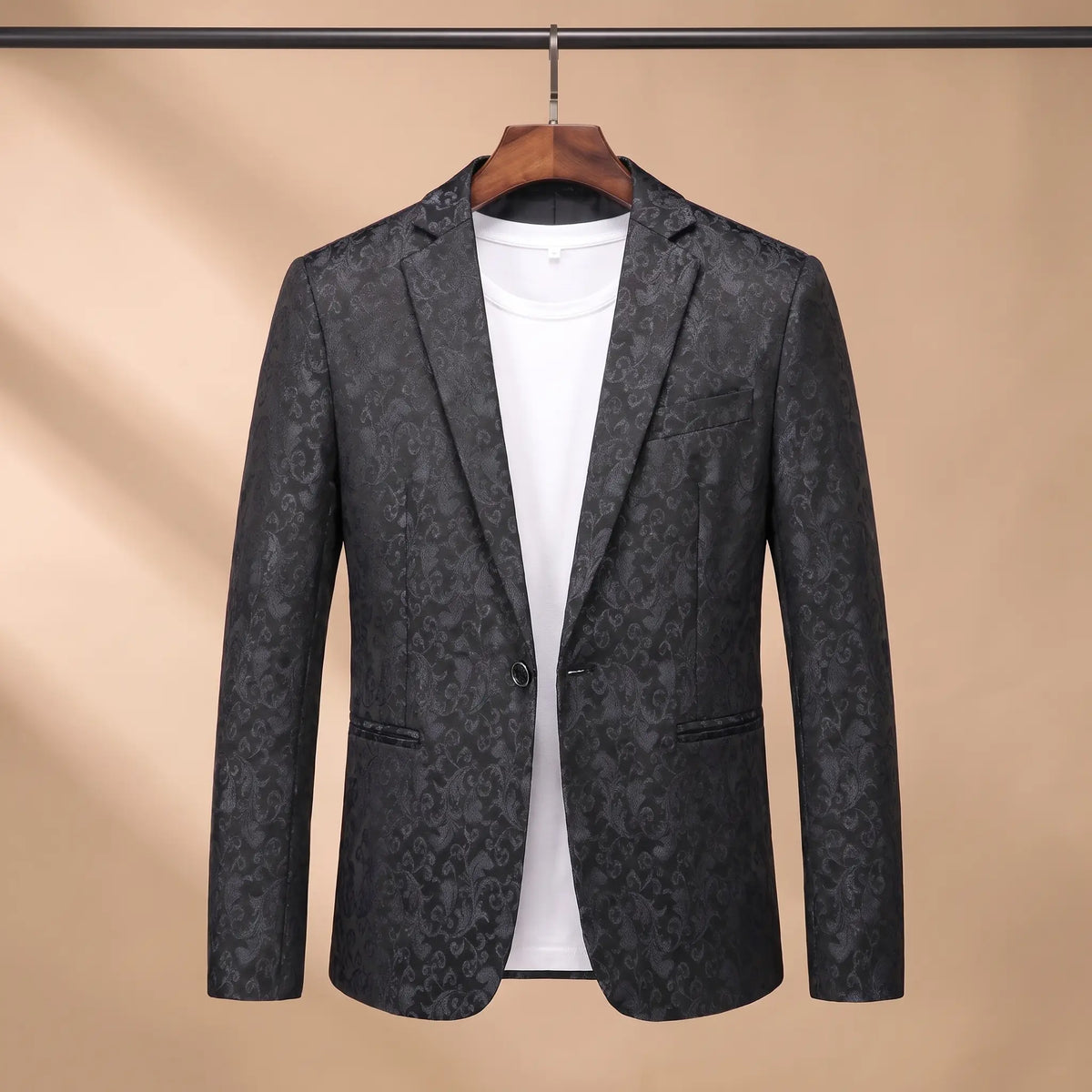 Floral Pattern Blazer in Black