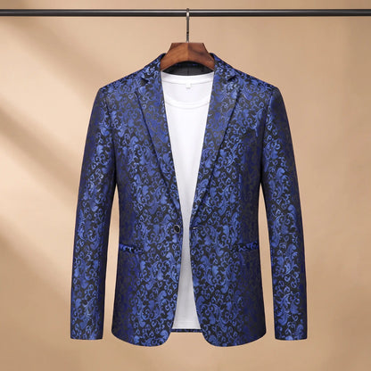 Floral Pattern Blazer in Blue