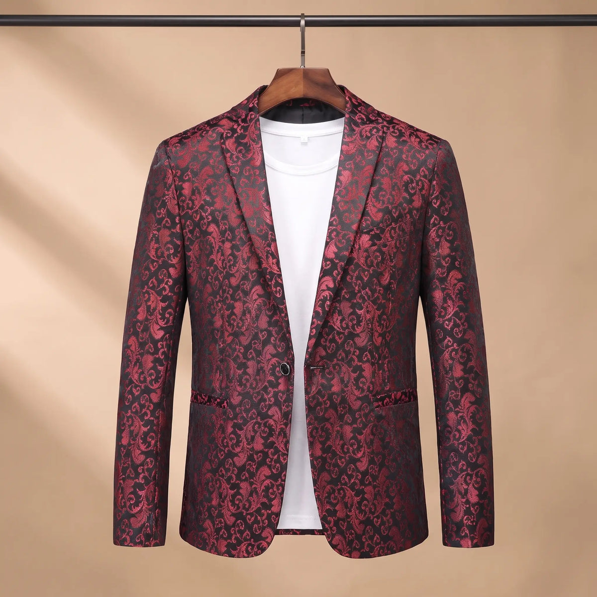 Floral Pattern Blazer in Red