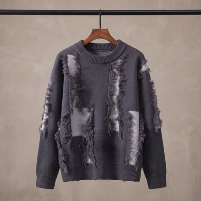 FRAYED PATCH SWEATER Grey