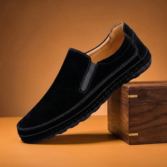 FROSTED SUEDE SLIP LOAFERS