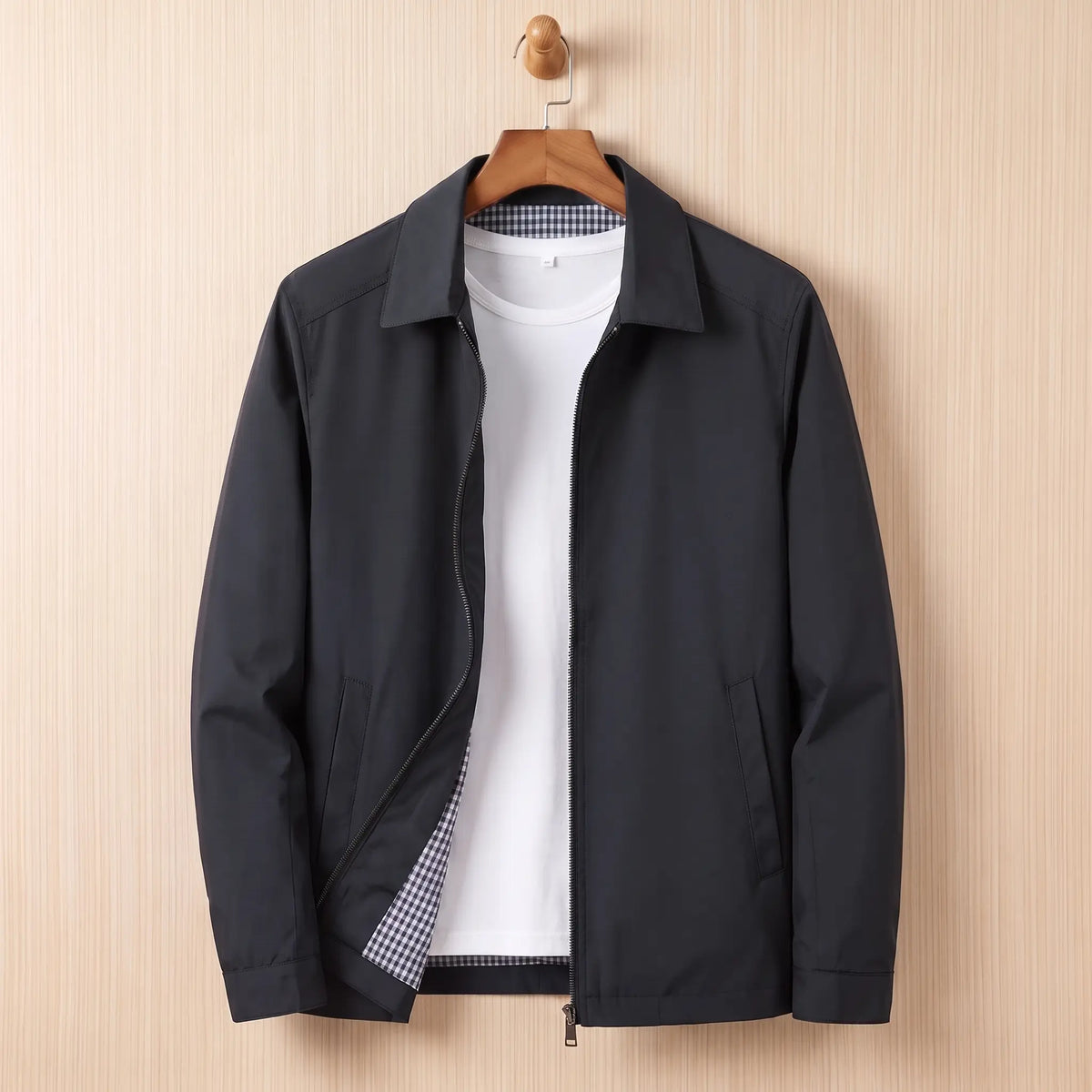 Gingham Lined Jacket in Black