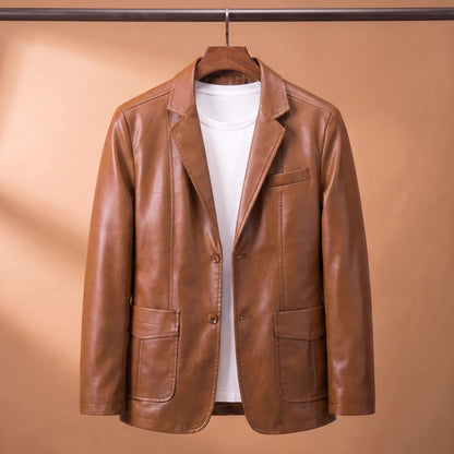 Glossy Finish Blazer in Brown
