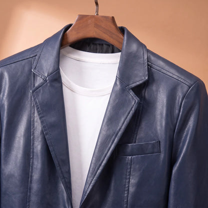 Glossy Finish Blazer lapel and chest pocket close-up
