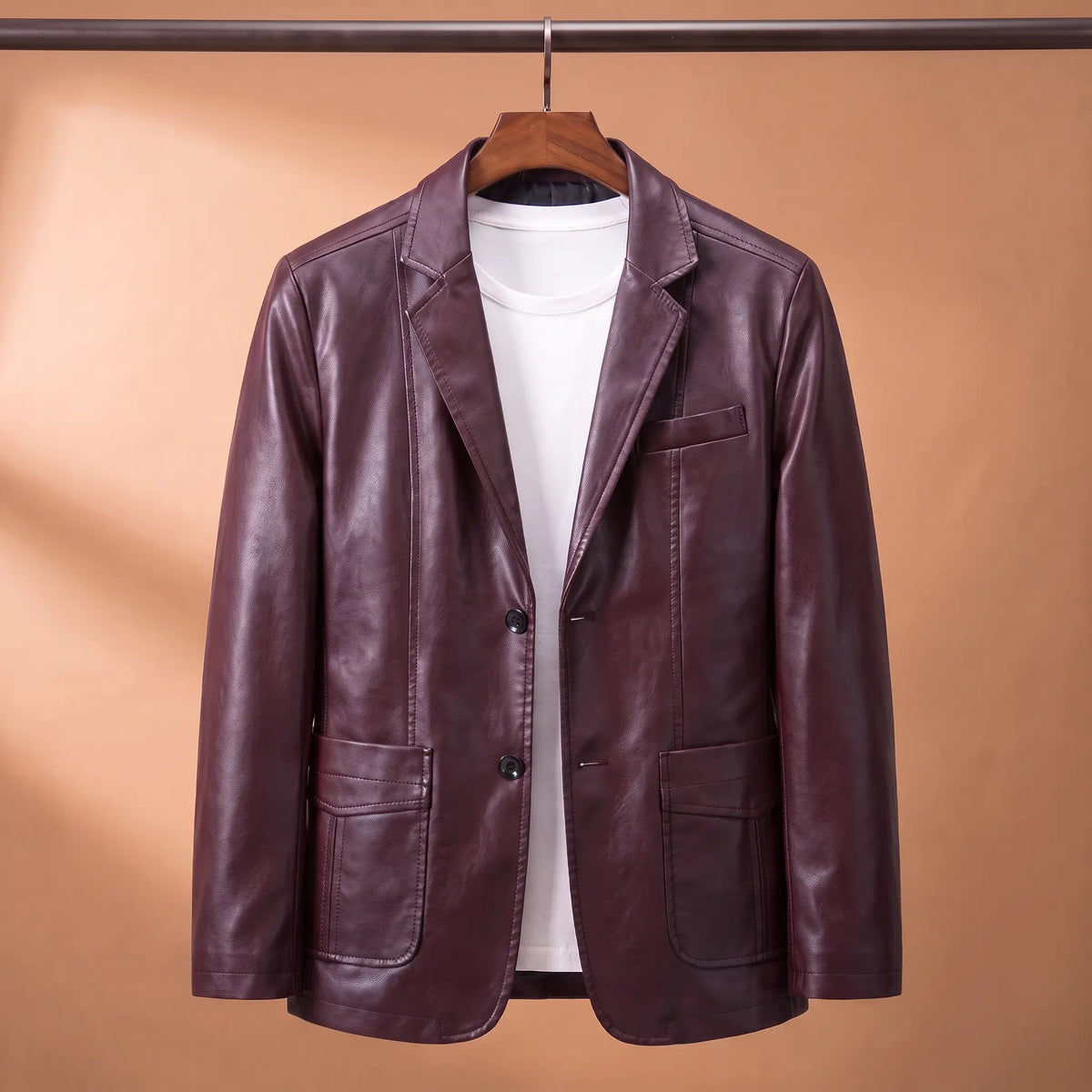Glossy Finish Blazer in Red