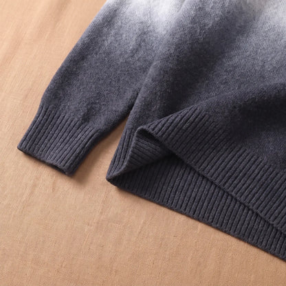 GRADIENT HALF-ZIP SWEATER Grey Cuff Detail - Close-up of the ribbed cuff and hem on the grey ombre half-zip sweater