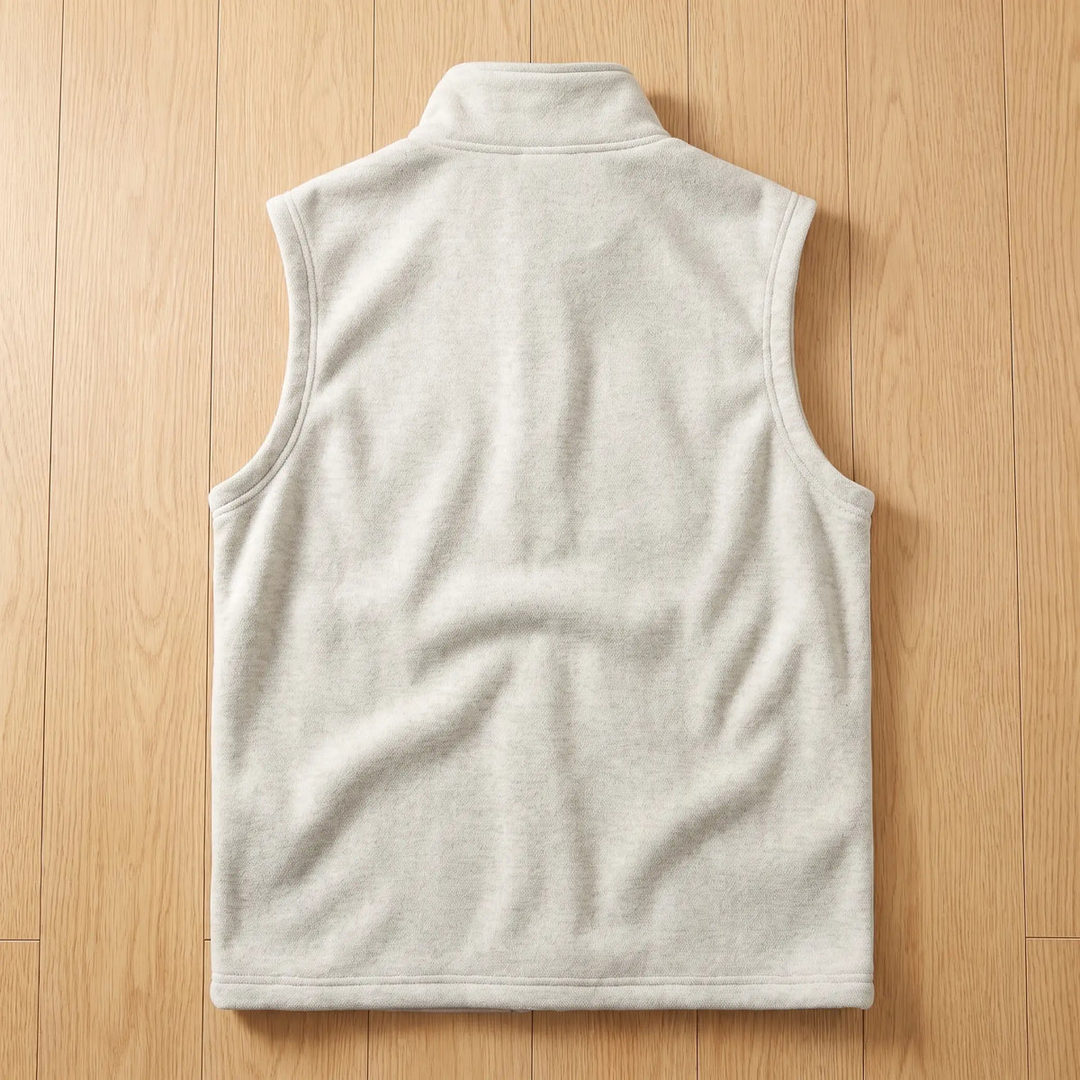 HEATHER FLEECE VEST back view in white
