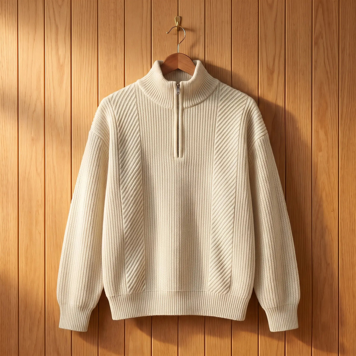 High Collar Sweater in Beige