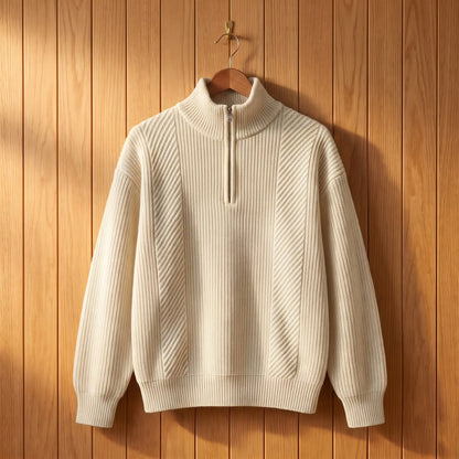 High Collar Sweater in Beige