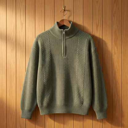 High Collar Sweater in Green