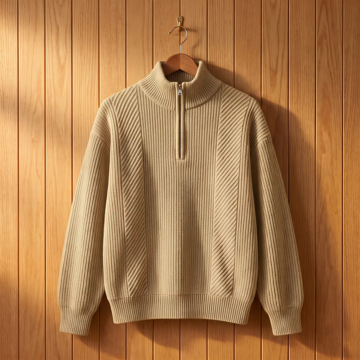 High Collar Sweater in Khaki
