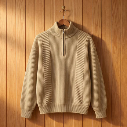 High Collar Sweater in Khaki