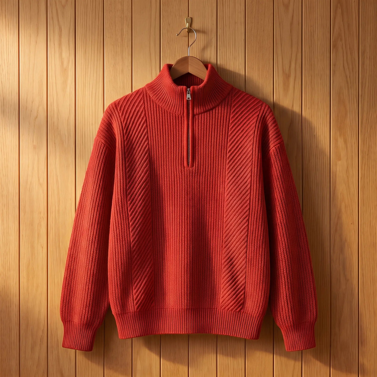 High Collar Sweater in Red