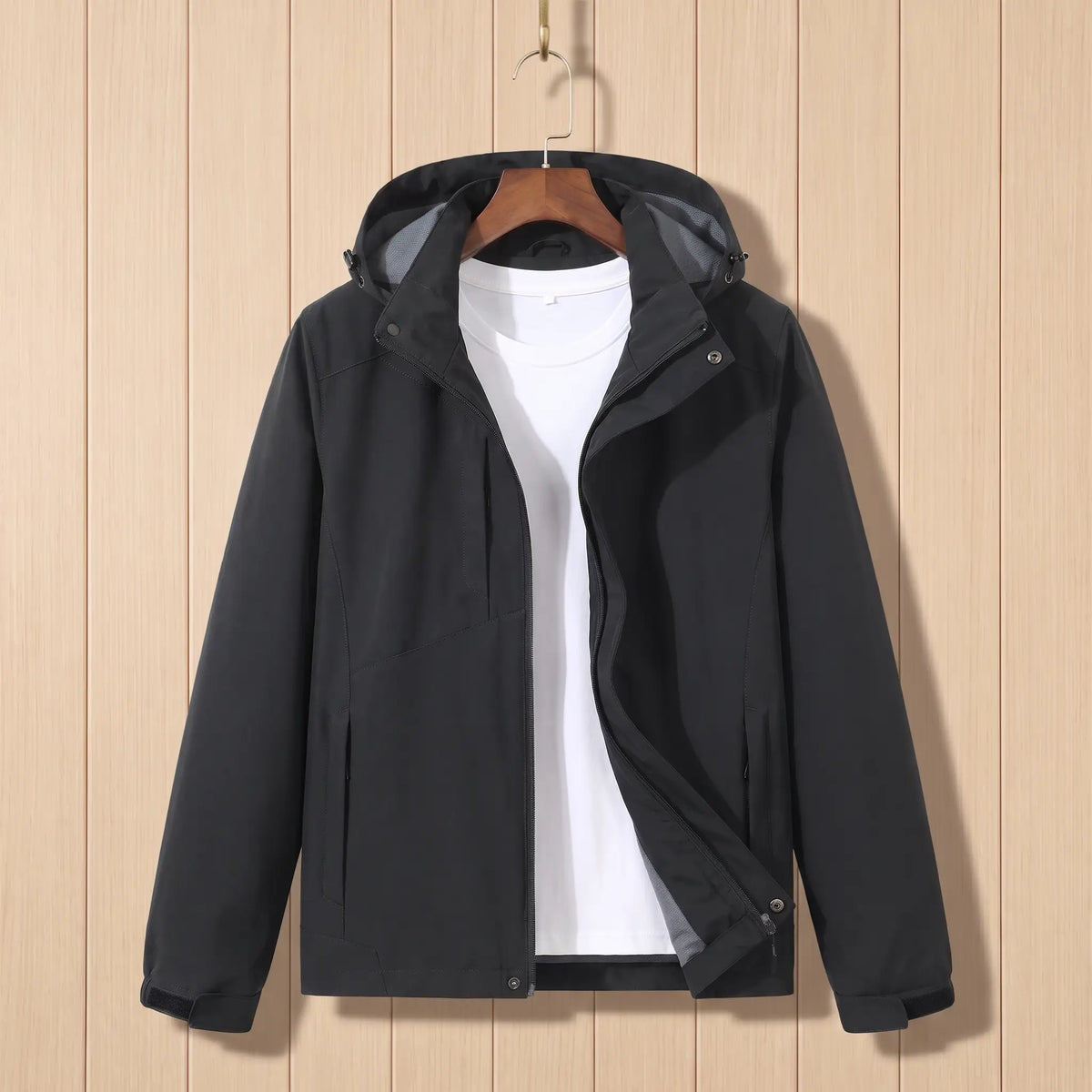 Hooded Outdoor Jacket in Black
