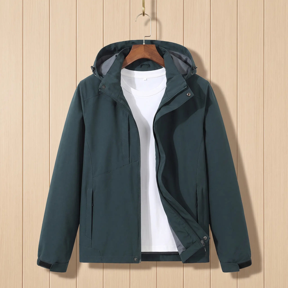 Hooded Outdoor Jacket in Dark Green
