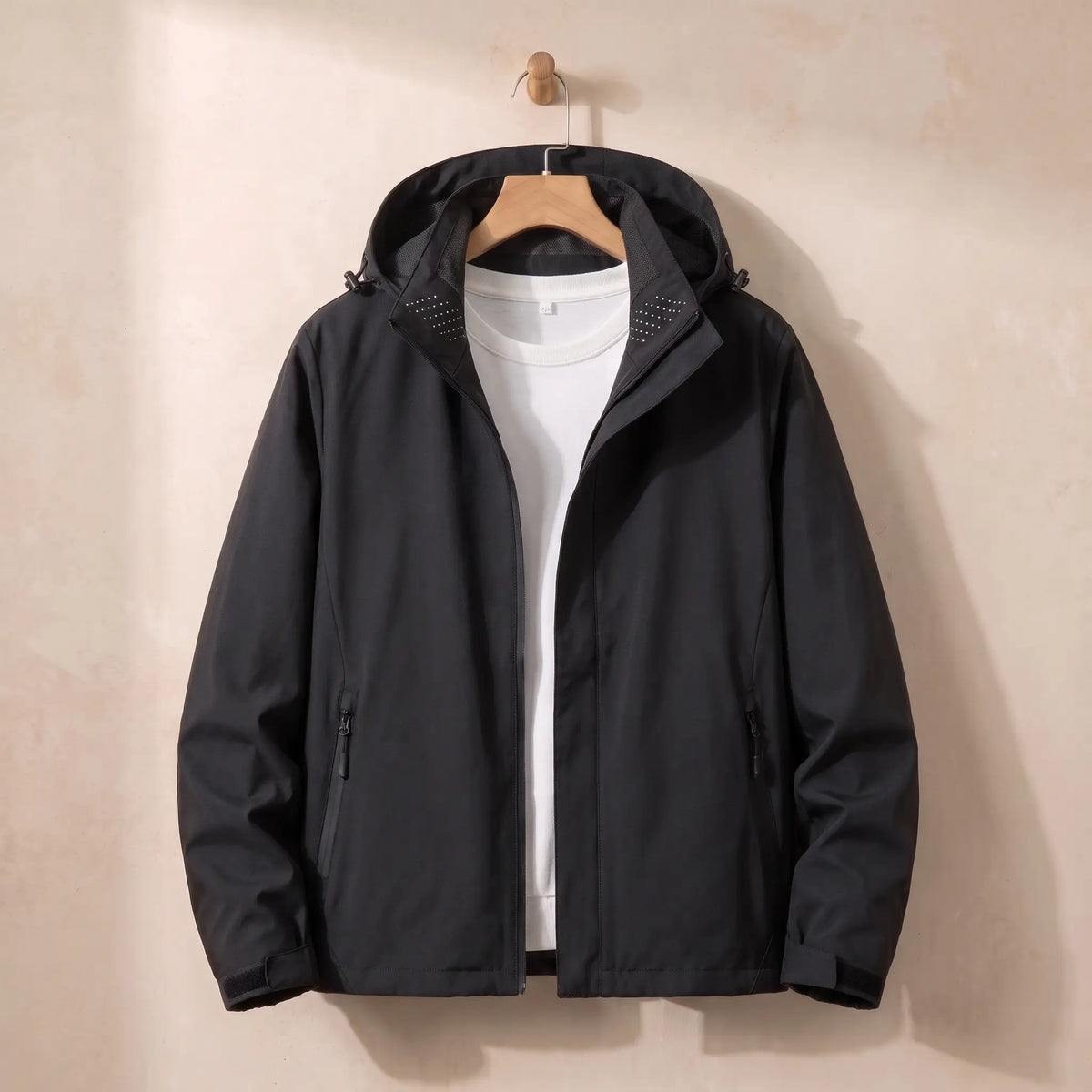 Hooded Zip Jacket in Black