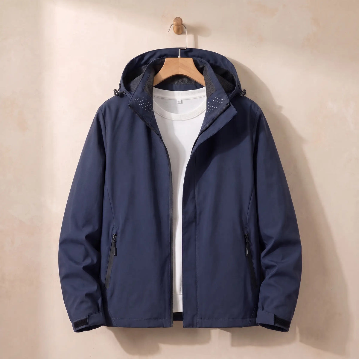 Hooded Zip Jacket in Navy Blue