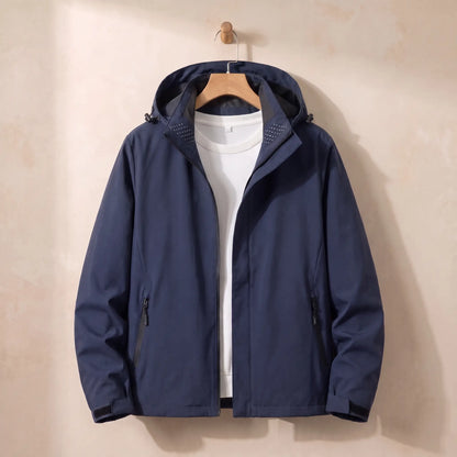 Hooded Zip Jacket in Navy Blue