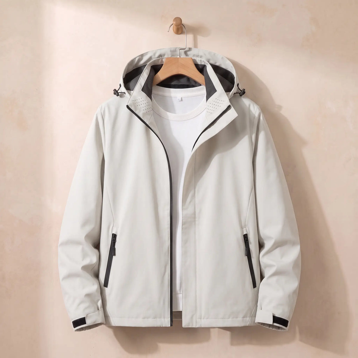 Hooded Zip Jacket in White