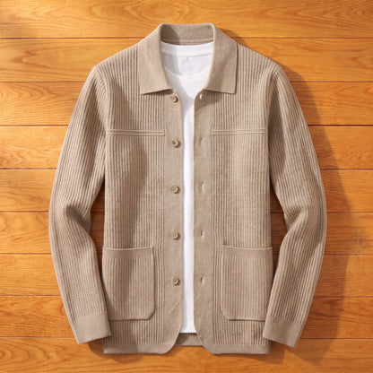 JACQUARD KNIT BUTTON CARDIGAN