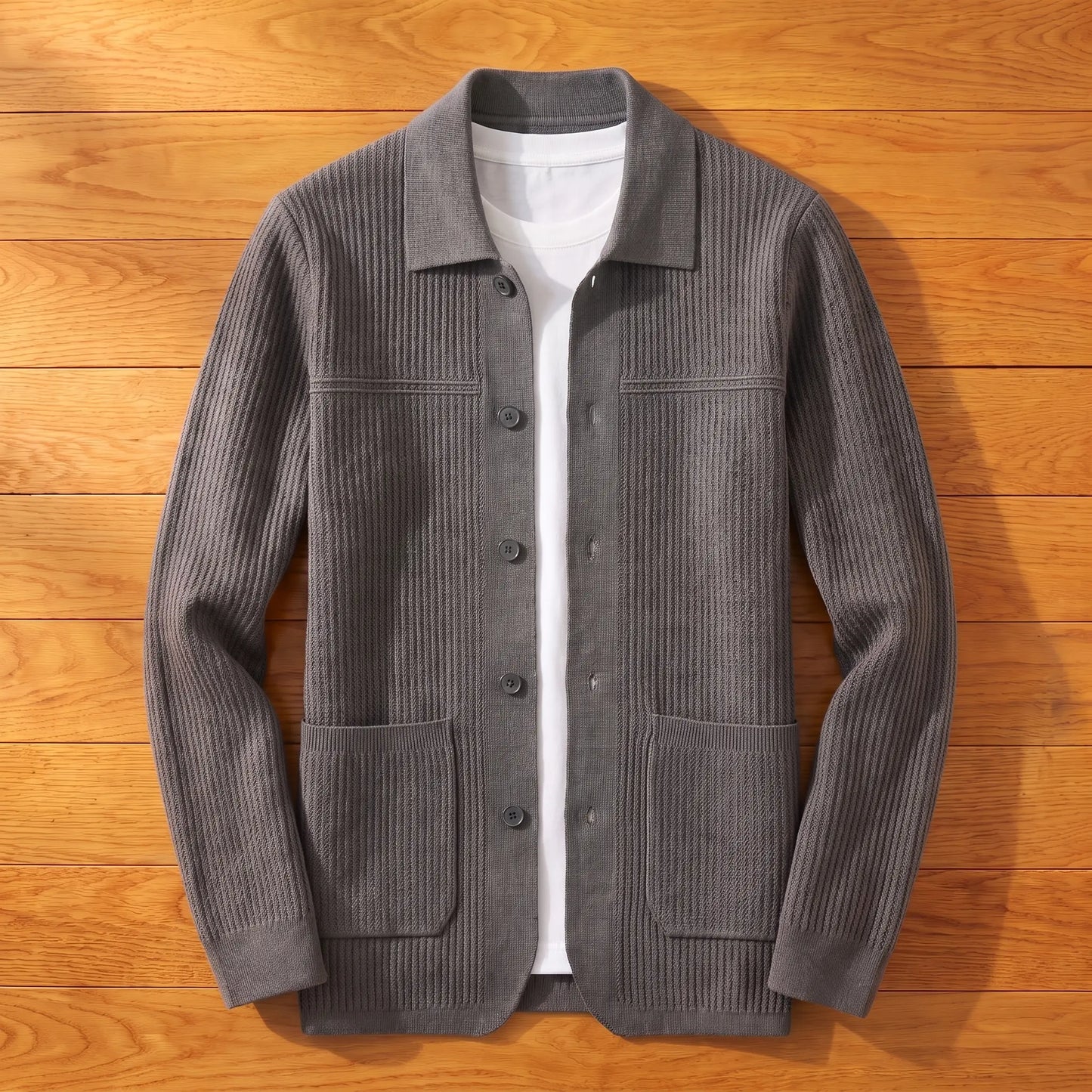 JACQUARD KNIT BUTTON CARDIGAN
