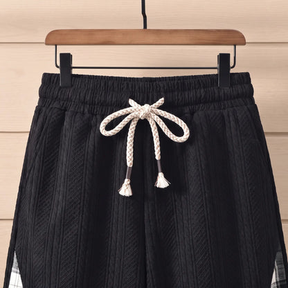 Jacquard Drawstring Shorts elastic waistband with rope drawcord