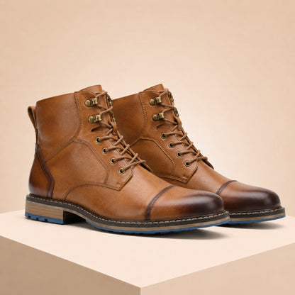 LACE UP ZIP ANKLE BOOTS