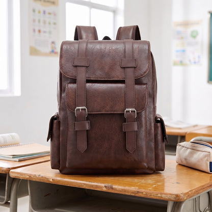LEATHER FLAP BACKPACK