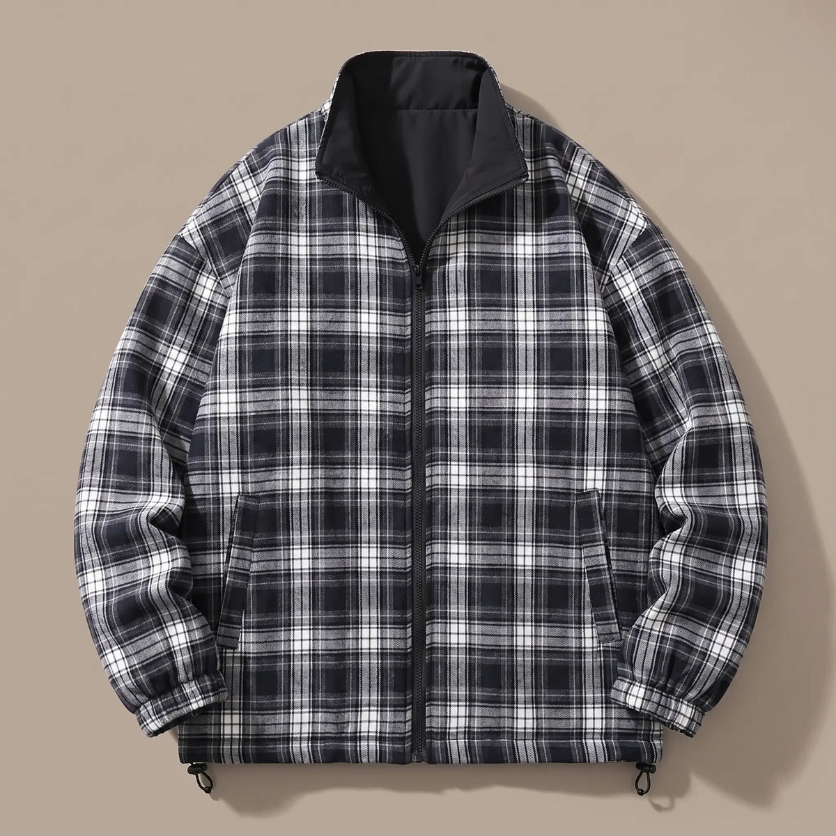 LIGHT REVERSIBLE JACKET turned inside out showing the plaid side