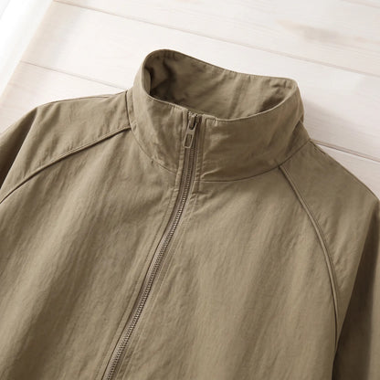 Jacket stand collar and zip detail