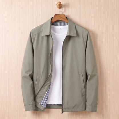 Lined Zip Jacket in Khaki