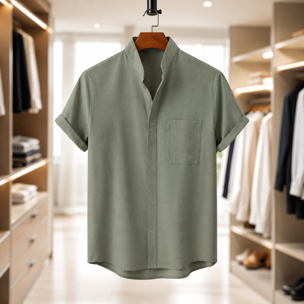 LINEN CHEST POCKET SHIRT