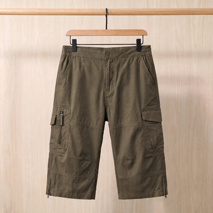 Long Cargo Shorts in Army Green