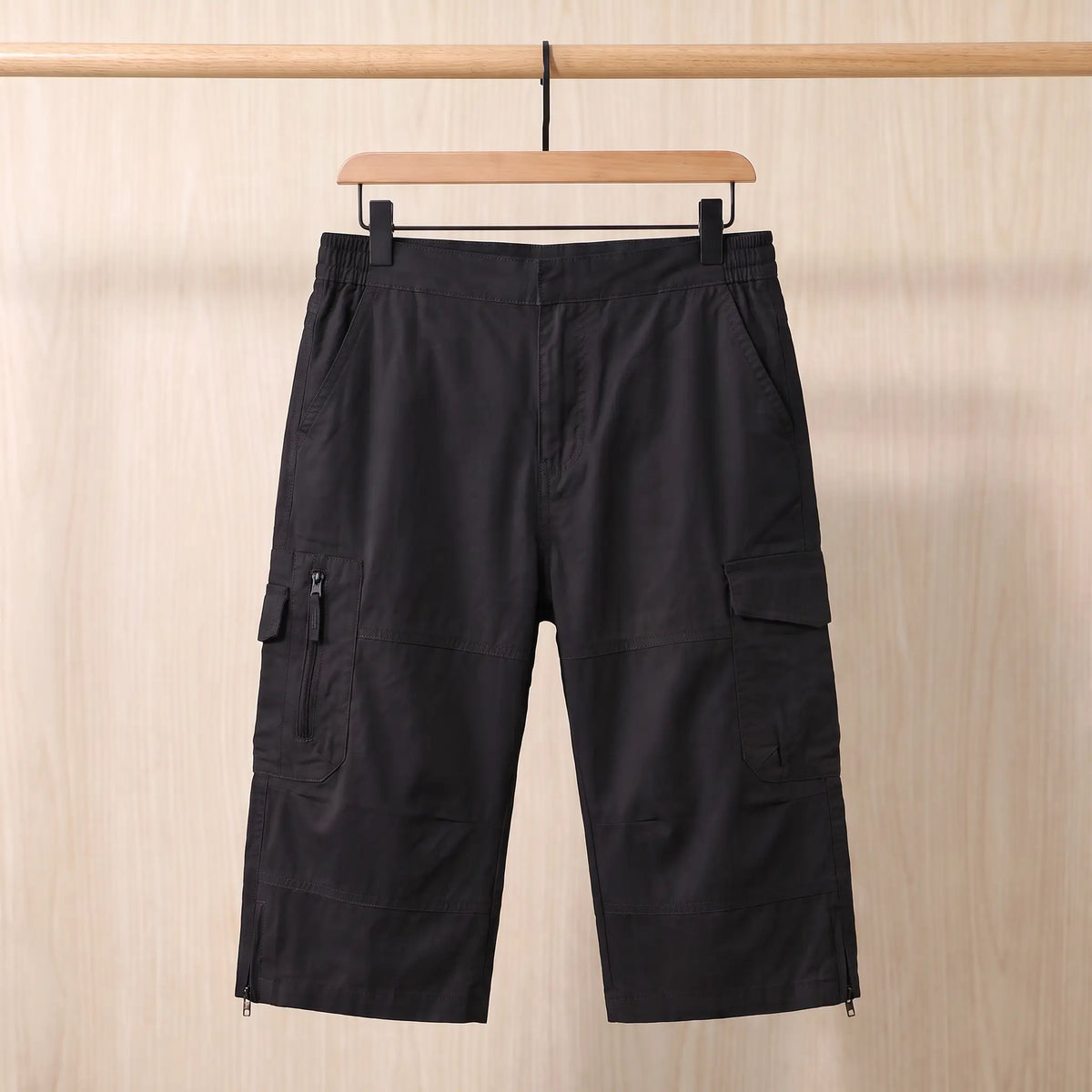 Long Cargo Shorts in Black