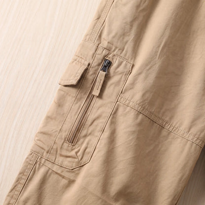 Long Cargo Shorts zip side cargo pocket close-up