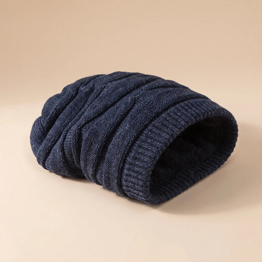 Marled slouch beanie in navy blue