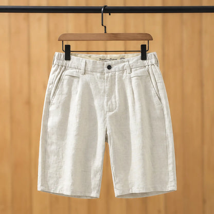 Natural Linen Shorts in Beige