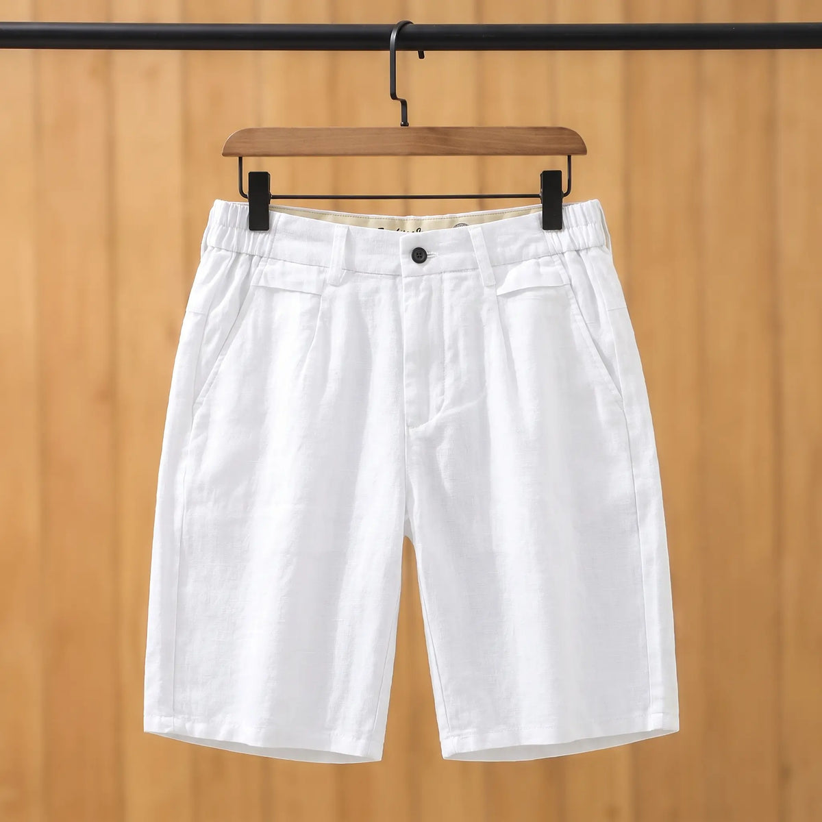 Natural Linen Shorts in White